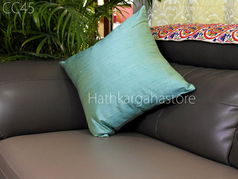 Green Dupioni Pure Silk Cushion Cover Handmade Throw Pillow Decorative Home Decor Silk Pillowcase