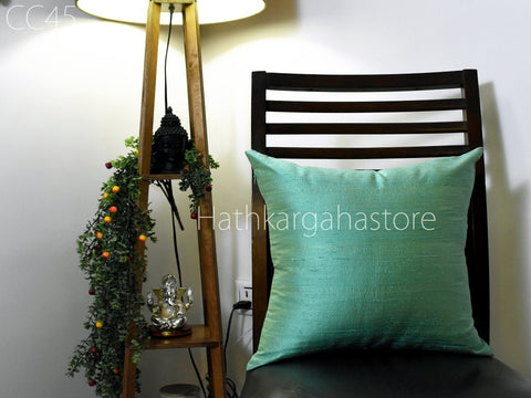 Green Dupioni Pure Silk Cushion Cover patio cushion covers Green Cushion Cover Decorative Home Decor Silk Pillowcase