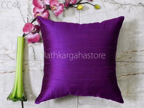 Purple Dupioni Pure Silk Cushion Cover Handmade Throw Pillow Decorative Home Decor Silk Pillowcase