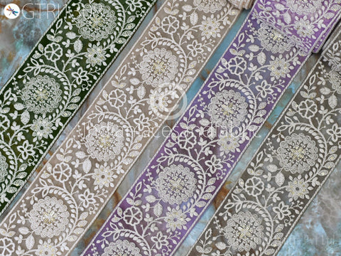 9 Yard Floral 9cm Embroidered Embellishment Border Indian Trim Dress Sari Embroidery Saree Ribbon Cushions Home Décor Sewing Clothing Trim
