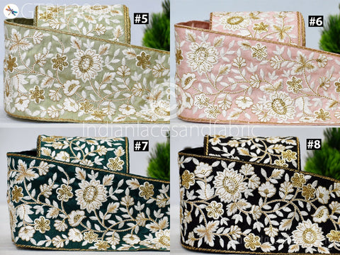 9 Yard Indian 10CM Embellishment Embroidered Fabric Trim Cushion Covers Embroidery Saree Ribbon Sewing Crafting Border Wedding Trim Curtain