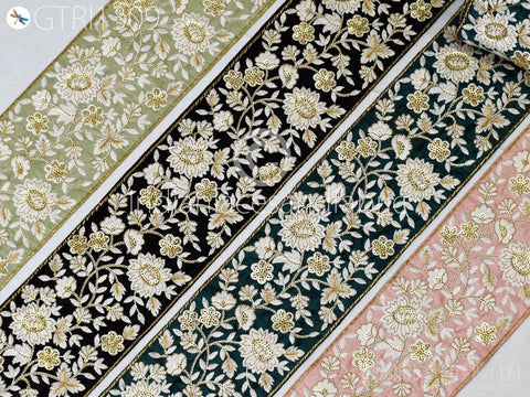 9 Yard Indian 10CM Embellishment Embroidered Fabric Trim Cushion Covers Embroidery Saree Ribbon Sewing Crafting Border Wedding Trim Curtain