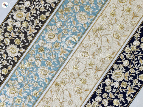 9 Yard Indian 10CM Embellishment Embroidered Fabric Trim Cushion Covers Embroidery Saree Ribbon Sewing Crafting Border Wedding Trim Curtain