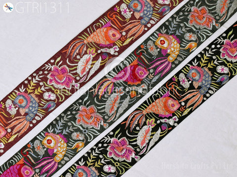 3 Yard Indian Sari Embroidery 7cm Trims Embellishments Saree Ribbons Cushions Sewing DIY Crafting Trimmings Border Curtains Home Décor