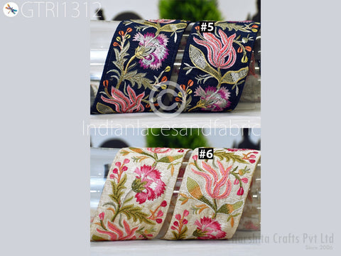 3 Yard Indian Embroidered 7cm Trim Embellishment Sari Border Embroidery Saree Ribbon Cushions Home Décor Sewing Clothing Costumes Trimmings