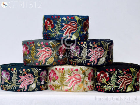 3 Yard Indian Embroidered 7cm Trim Embellishment Sari Border Embroidery Saree Ribbon Cushions Home Décor Sewing Clothing Costumes Trimmings