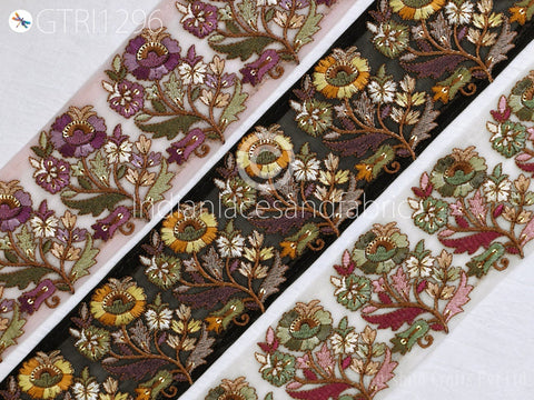 9 Yard Indian 75 mm Embroidered Fabric Ribbon Costume Trim Embellish Cushions DIY Crafting Sewing Border Wedding Saree Tape Embroidery Dress