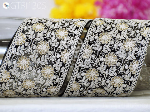 9 Yard Indian 78mm Embroidered Trim Embellishment Sari Border Embroidery Saree Ribbon Cushions Home Décor Sewing Clothing Costumes Trimmings