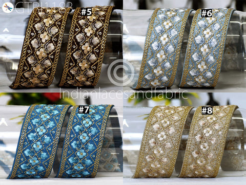 9 Yard Embroidered 5cm Fabric Trim Indian Embellishment Saree Ribbon Sewing Crafting Embroidery Border Wedding Dress Trimmings Cushion
