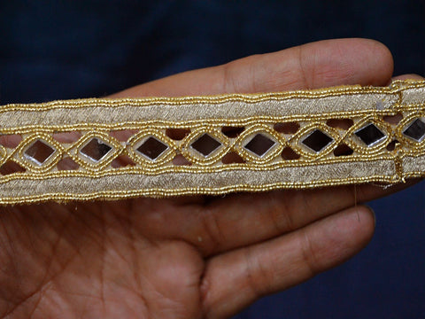 9 Yard Decorative Indian Mirror Kundan Dress 25mm Trim Decor Bags Border Jacket Embellishment Lace Sewing Decorative Costume Sari