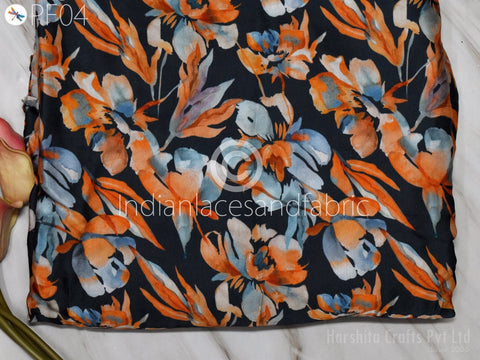 Beautiful Satin Georgette Printed Fabric, Cotton Fabric, Indian Fabric, fabric by yard, Satin Georgette Printed Cotton womens clothing