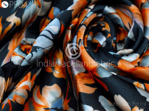 Floral Satin print cotton fabric, summer curtain, kids dress, women's clothing, quilting cotton