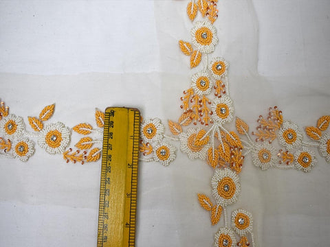 Zari Border, Exclusive Trims, Designer Laces, Cream trim, trim by the yard, New Unique Design Lace, Trims For Lehengas, 2.5 inches Lace, Stone Work Lace, Beaded Trim