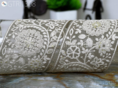 9 Yard Floral 9cm Embroidered Embellishment Border Indian Trim Dress Sari Embroidery Saree Ribbon Cushions Home Décor Sewing Clothing Trim