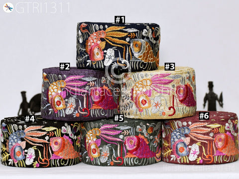 3 Yard Indian Sari Embroidery 7cm Trims Embellishments Saree Ribbons Cushions Sewing DIY Crafting Trimmings Border Curtains Home Décor