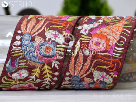 3 Yard Indian Sari Embroidery 7cm Trims Embellishments Saree Ribbons Cushions Sewing DIY Crafting Trimmings Border Curtains Home Décor