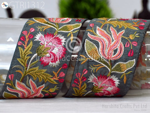 3 Yard Indian Embroidered 7cm Trim Embellishment Sari Border Embroidery Saree Ribbon Cushions Home Décor Sewing Clothing Costumes Trimmings