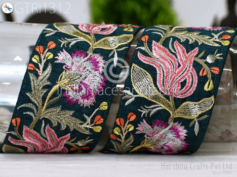 3 Yard Indian Embroidered 7cm Trim Embellishment Sari Border Embroidery Saree Ribbon Cushions Home Décor Sewing Clothing Costumes Trimmings