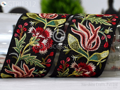3 Yard Indian Embroidered 7cm Trim Embellishment Sari Border Embroidery Saree Ribbon Cushions Home Décor Sewing Clothing Costumes Trimmings