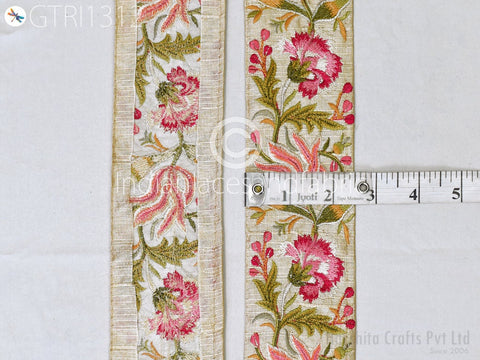 3 Yard Indian Embroidered 7cm Trim Embellishment Sari Border Embroidery Saree Ribbon Cushions Home Décor Sewing Clothing Costumes Trimmings