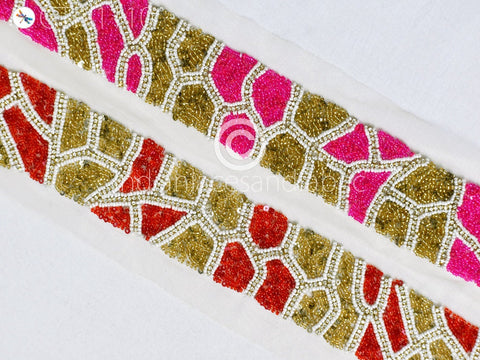 Decorative trimming, net fabric trim, Beaded Lace, Exclusive trimming, Décor Suit Border, Wedding Costume Trim, Festive Wear Trimming