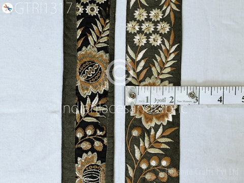 9 Yard Floral 55mm Embroidered Fabric Trim Indian Sari Border Crafting Sewing Guitar Belts Beach Bag Cushions Trimming Ribbon Embellishments