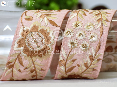 9 Yard Floral 55mm Embroidered Fabric Trim Indian Sari Border Crafting Sewing Guitar Belts Beach Bag Cushions Trimming Ribbon Embellishments