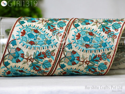 8 Yard Indian 8cm Trim Dress Embroidered Embellishment Sari Border Embroidery Saree Ribbon Cushion Home Décor Sewing Clothing Costumes Trim