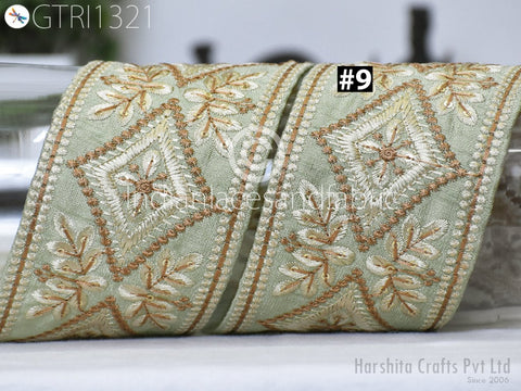 9 Yard Indian Trim 75MM Embroidered Embellishment Sari Border Embroidery Saree Ribbon Cushions Home Décor Sewing Clothing Costumes Trimmings