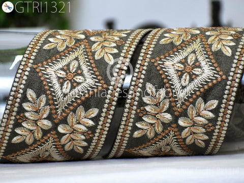 3 Yard Indian 75mm Trim Embroidered Embellishment Sari Border Embroidery Saree Ribbon Cushions Home Décor Sewing Clothing Costumes Trimmings