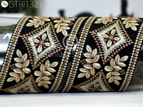 9 Yard Indian Trim 75MM Embroidered Embellishment Sari Border Embroidery Saree Ribbon Cushions Home Décor Sewing Clothing Costumes Trimmings