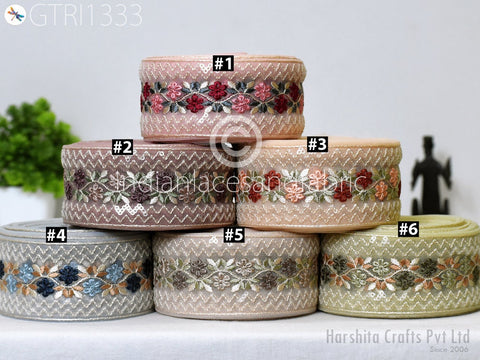 9 Yard Embroidered 5cm Fabric Trim Saree Ribbon Embroidery Cushions Sewing DIY Crafting Sari Border Indian Wedding Dress Embellishment Tapes