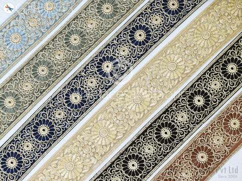 9 Yard Indian Embroidered Trim Embellishment Sari Border Embroidery Saree Ribbon Cushions Home Décor Sewing Clothing Costumes Trimmings