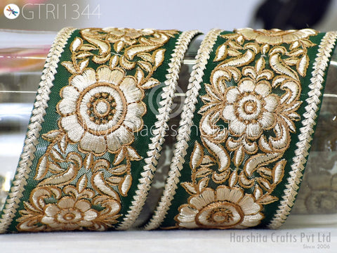 9 Yard Indian Embroidered 55mm Trim Embellishment Sari Border Embroidery Saree Ribbon Cushions Home Décor Sewing Clothing Costumes Trimmings