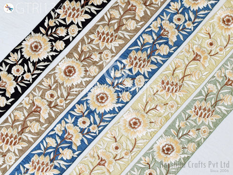9 Yard Indian 6CM Embroidered Trim Embellishment Sari Border Embroidery Saree Ribbon Cushions Home Décor Sewing Clothing Costumes Trimmings