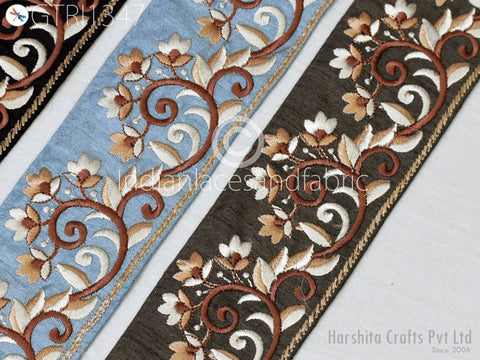 9 Yard Embroidered 58mm Ribbon Fabric Trim Decorative Embroidery Embellishments DIY Crafting Sewing Saree Indian Sari Border Home Decor Tape