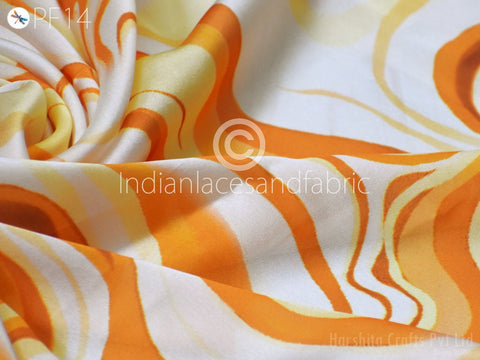 Satin fabric By Yard Indian Flowy Abstract Soft Light Printed Saree Summer Dresses  Fabric