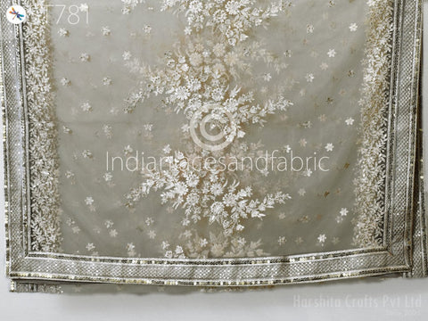 Wedding embroidered beaded fancy dupatta, Dupattas with zari embroidery for lehenga, Moti Border Dupatta