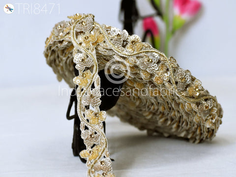 wedding wear lace, sequins trim, zari thread trim,  Zardosi border, Wedding Costume Trim, Festive Wear Trimming