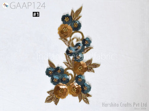 Sequine Floral Design Appliques, Beaded Patches Appliques Embroidery Beads work, Handcrafted Appliques, Scrap booking Appliques, Wholesale Appliques