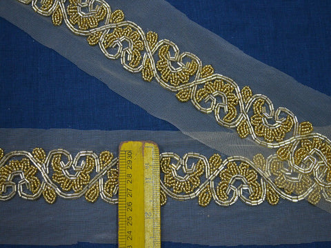 Decorative trimming, net fabric trim, Beaded Lace, Exclusive trimming, Décor Suit Border, 2 inches Trim, Festive Wear Trimming