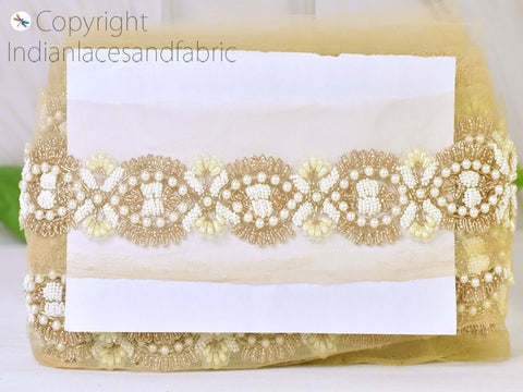 Decorative trimming, net fabric trim, Beaded Lace, Exclusive trimming, Décor Suit Border, Wedding Costume Trim, Festive Wear Trimming