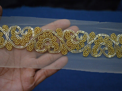 Dresses beaded ribbon, exclusive trimming, beaded exclusive trim, decorative sari ribbon, decorated costume ribbon, wedding sari lace