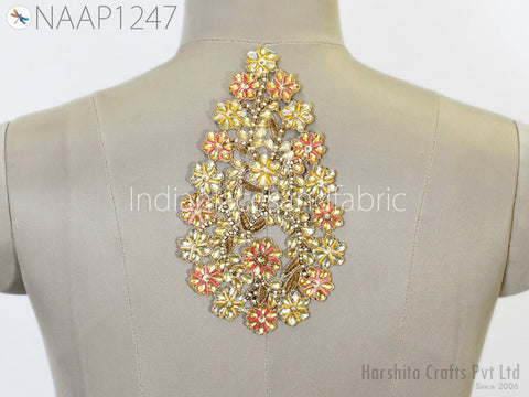 Kundan Patches Appliques Beaded Applique Sequined Applique for dress, Headband Applique, applique designs, Handcrafted Appliques, Scrap booking Appliques
