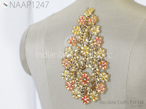 Kundan Patches Appliques Beaded Patches Sew on Denim Jackets Shirts Embroidered Backpack Patch DIY Decorative Appliques