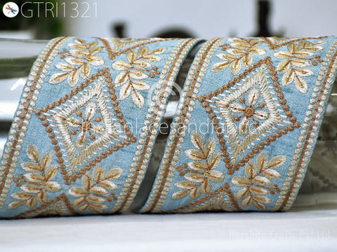 9 Yard Indian Trim 75MM Embroidered Embellishment Sari Border Embroidery Saree Ribbon Cushions Home Décor Sewing Clothing Costumes Trimmings
