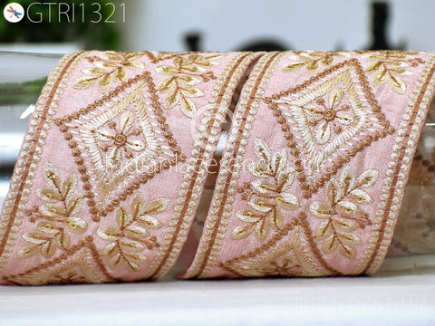 3 Yard Indian 75mm Trim Embroidered Embellishment Sari Border Embroidery Saree Ribbon Cushions Home Décor Sewing Clothing Costumes Trimmings