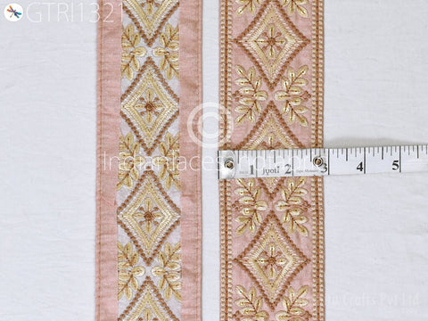 3 Yard Indian 75mm Trim Embroidered Embellishment Sari Border Embroidery Saree Ribbon Cushions Home Décor Sewing Clothing Costumes Trimmings