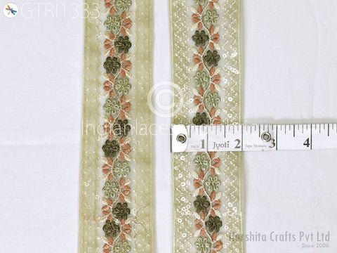 9 Yard Embroidered 5cm Fabric Trim Saree Ribbon Embroidery Cushions Sewing DIY Crafting Sari Border Indian Wedding Dress Embellishment Tapes