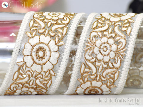 9 Yard Indian Embroidered 55mm Trim Embellishment Sari Border Embroidery Saree Ribbon Cushions Home Décor Sewing Clothing Costumes Trimmings